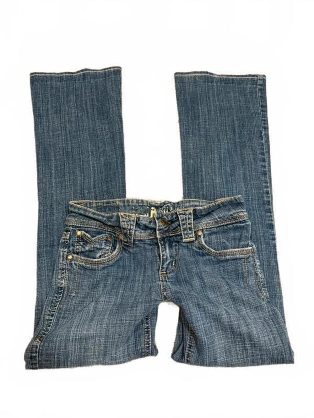 Vintage Y2K Hydraulic Ultra Low Rise Bootcut Flare Jeans Blue Size 1/2